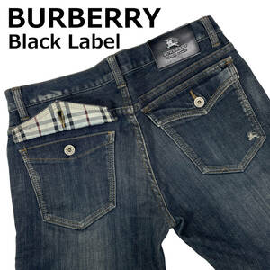 バーバリーブラックレーベル 70 (約78cm W31相当) Burberry Black Label 廃版 ブーツカット ノバチェック 三陽商会 デニムパンツ メンズ