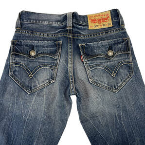 Levis NE507 W32 (約79cm) 希少 ジップポケット フラップポケット ブーツカット ヒビパツチ デニムパンツ ジーンズ 507の画像6