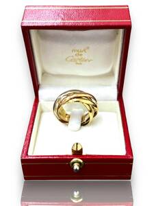 美品 Cartier Trinity カルティエ トリニティ 5連リング 750 3カラー WG YG PG ホワイト/イエロー/ピンクゴールド Ring 指輪 ケース付き