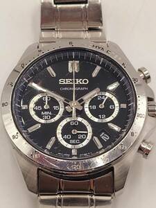 【動作確認済】SEIKO セイコー 8T63-00D0 スピリット クロノグラフ SS ブラック文字盤 クオーツ メンズ腕時計