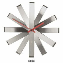 Ribbon wallclock nikkel(検ミッドセンチュリー,midcentury,スウィープムーブメント,ジョージネルソン,イームズ,カッシーナ,B&B等と相性良_画像2