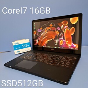 ★最強Corei7★メモリ16GB/新品SSD512GB/LIFEBOOK/AH77/M/Windows11　Office2019H&B/カメラ/富士通/FUJITSU/フルHDタッチパネル液晶/BLT