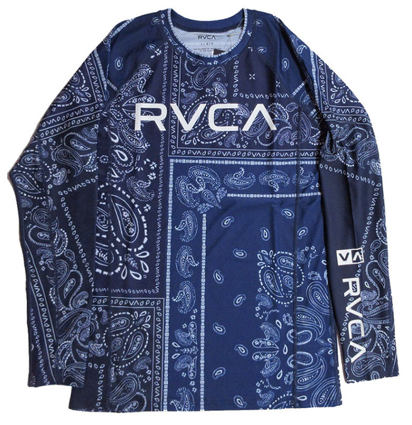 RVCA ルーカ バンダナ ラッシュガード Mサイズ 青 ネイビー 水着 長袖 サーフィン