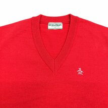 ●MUNSINGWEAR GrandSlam マンシングウェア Ｖネック ウール ニット ゴルフセーター M 赤 レッド ゴルフウェア 国内正規品 メンズ 紳士_画像5