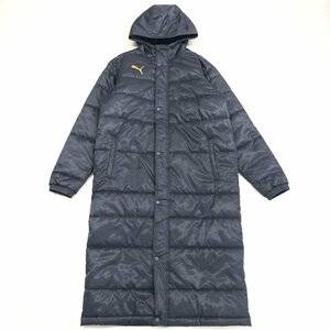 ★PUMA プーマ 中綿入り フーデット ベンチコート L ダークグレー系 ジャケット ロング丈 ウインドブレーカー 国内正規品 メンズ ブルゾン