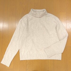 ●MARGARET HOWELL マーガレットハウエル カシミヤブレンド タートルネック ウール ニット セーター 2(M) グレージュ 日本製 カシミア