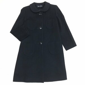 ◆美品 pierre cardin ピエールカルダン カシミヤ混 4ポケット ロングコート 11(L) 黒 ブラック ウールコート カシミア 国内正規品 女性用