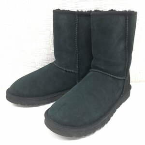 ●UGG アグ 定番人気 クラシックショート ふかふか 羊革 ムートンブーツ US7(24cm) 黒 ブラック ショートブーツ ウィンターブーツ 女性用