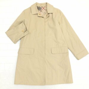 ◆BURBERRY LONDON バーバリー 白タグ ロゴ金具 ステンカラーコート 9(M) ベージュ ロングコート ノバチェック 国内正規品 レディース 婦人