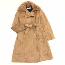 ◆SONIA RYKIEL ソニアリキエル レッキスファー Aライン ベルテッドコート 40(L) キャメル ロングコート ウールコート 国内正規品 女性用_画像1