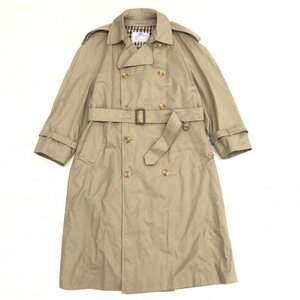 ◆80's カナダ製 Aquascutum アクアスキュータム 名作 Aqua5 本格 トレンチコート 36SHORT ベージュ ハウスチェック ヴィンテージ 古着