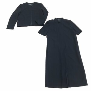 ●SOIR BENIR 東京ソワール ワンピース アンサンブル 9(M) 黒 ブラック ジャケット スーツ 喪服 礼服 ブラックフォーマル レディース