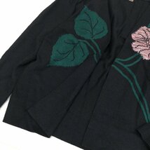 ●Toyoko Saito トヨコサイトウ 刺繍柄 ニット ワンピース アンサンブル F 黒系 ブラック系 ジャケット スーツ ミモレ丈 斉藤都世子_画像6