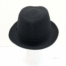 ◆美品 Borsalino ボルサリーノ ウール100% ロゴ刺繍 中折れハット 56cm ダークグレー系 日本製 ソフト帽 帽子 国内正規品 レディース_画像4