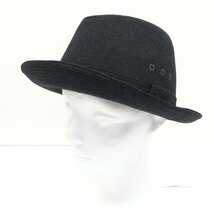 ◆美品 Borsalino ボルサリーノ ウール100% ロゴ刺繍 中折れハット 56cm ダークグレー系 日本製 ソフト帽 帽子 国内正規品 レディース_画像1