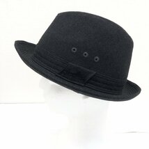 ◆美品 Borsalino ボルサリーノ ウール100% ロゴ刺繍 中折れハット 56cm ダークグレー系 日本製 ソフト帽 帽子 国内正規品 レディース_画像5