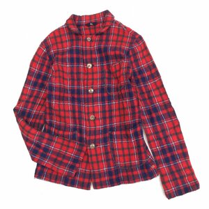 45rpm 45アールピーエム ウール100% R刺繍 タータンチェック シャツ 2(M) 赤系 レッド系 日本製 長袖 国内正規品 レディース 女性用