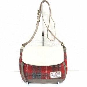 *perche'peruke Britain HARRIS TWEED cloth part original leather tweed shoulder bag multicolor Cross body bag Harris tweed 