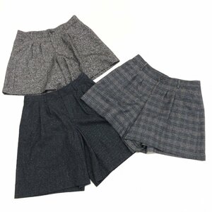 *KUMIKYOKUk Miki .k wool short pants culotte pants 3 point set 6(2XL)/7(3XL) summarize 3L 4L easy large lady's Kumikyoku 