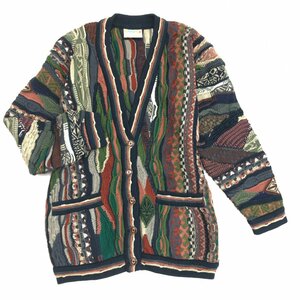 ●90's オーストラリア製 COOGI クージー 3Dデザイン コットン ニット カーディガン SS(メンズM相当) HIPHOP 90年代 ヴィンテージ レトロ