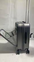 スーツケース USBポート付き キャリーケース Sサイズ キャリーバッグ フロントオープン 軽量設計 大容量 多収納ポケット sc172-20-gy_画像5