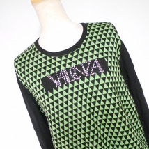 868152 VALENZA バレンザ イタリヤ 黒×グリーン柄 長袖 セーター 48_画像2