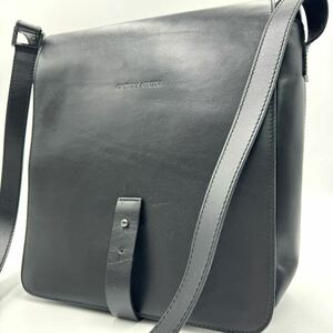 1円〜【極美品】GIORGIO ARMANI ジョルジオアルマーニ メンズ ショルダーバッグ 斜め掛け A4 メッセンジャー ビジネス レザー ブラック 黒