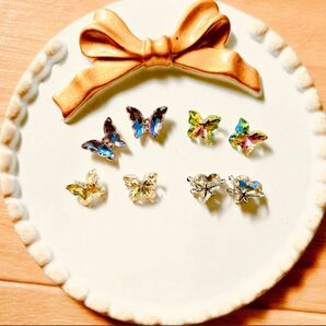 8P超高級蝶々パーツハートパーツピアス指輪ネックレスアクセサリーDIYキラキラハンドメイドデコ手芸素材材料宝石のような輝き