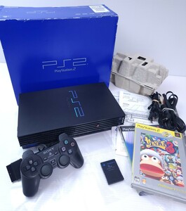 美品/ 動作品 PS2 本体セット プレステ2 プレイステーション2 PlayStation2 SCPH-39000+ ゲームソフト+メモリカード セット箱付 (251)