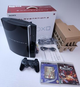 美品 動作品 PS3 本体セット プレステ3プレイステーション3 CECHL00 FW 4.55 80GB セット箱付き+ 2 ゲーム / 希少品(328)