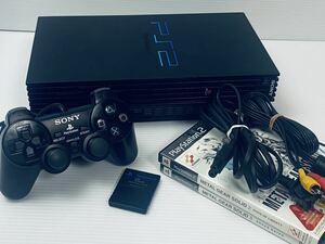 美品/ 動作品 PS2 本体セット プレステ2 プレイステーション2 PlayStation2 SCPH-50000+ ゲームソフト+メモリカード セット(304)