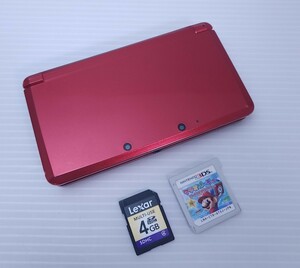 レトロゲーム 動作品 ニンテンドー3DS 本体 赤CTR-001 4GB メモリカード+ ゲームソフト (M-2)