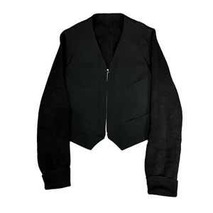 Y's for men 【men3632I】 ウールギャバジン袖ニットドッキングジップアップベストジャケット Archive 90s Yohji Yamamoto Pour Homme AR