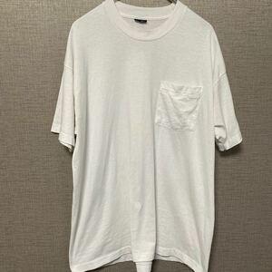 90s USA製 ビンテージ ヴィンテージ Tシャツ tee アメリカ製 古着 ポケt ポケット 無地 白 XL レア 名作 定番 アメカジ バンド ロック