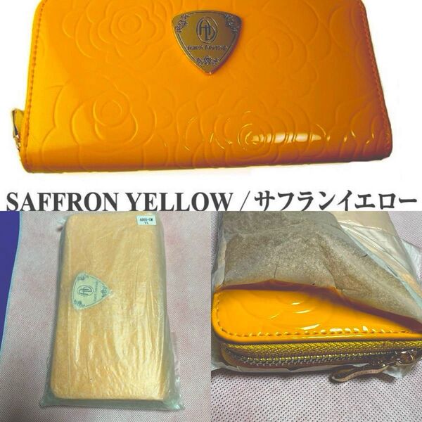 芦屋ダイヤモンド★カメリア柄長財布!黄色★札入れ★小銭入れ★財布★金運向上★開運★ウォレット★長財布★イエロー★