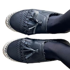 ブラック 黒 スリッポン 靴