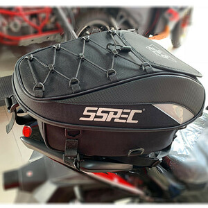 SSPEC バイク用 シートバッグ 拡張機能あり ヘルメットバッグ 撥水 防水 耐久性 固定ベルト付き
