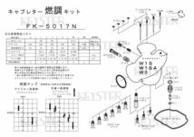 ■ FK-5017N W1S W1SA W3　キャブレター リペアキット キースター　燃調キット　２_画像3