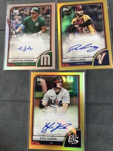 2023 Topps WBC 直筆サインカード 3枚セット　 MLB カイルタッカー　パブロロペス　ジョナサンアランダ　MLBスター選手　シリアル有2枚　