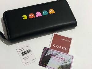 COACH コーチ　パックマンコラボ　新品未使用　長財布　ブラック　F55736