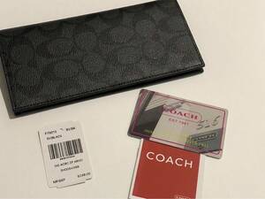 COACH コーチ　シグネチャー レザー 長財布　折りたたみ　新品未使用　チャコール　F75013