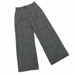 B360 MOGA モガ ワイドパンツ ウールパンツ タック パンツ ズボン ロング ボトムス ウール 100% グレー系 総柄 レディース 2 日本製
