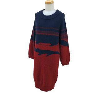 S183 TSUMORI CHISATO Tsumori Chisato knitted One-piece One-piece long sleeve One-piece knitted wool 100% lady's 2 navy navy blue red red 