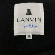 B366 LANVIN en blue ランバン オンブルー ノーカラーコート ロング コート アウター 上着 羽織り 長袖 ウール ブラック 黒 レディース 36_画像9