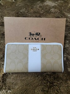 【1スタ】C-159 新品未使用 COACH ラグジュアリー シグネチャー PVC レザー アコーディオン ジップ アラウンド