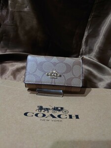 【1スタ】C-172 新品未使用 COACH ファイブ リング キー ケース シグネチャー キャンバス