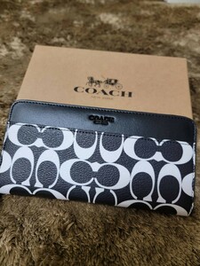 【1スタ】C-220 新品未使用 COACHアコーディオン ウォレット・シグネチャー キャンバス