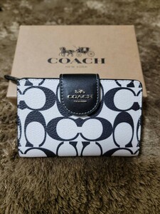 【1スタ】C-231 新品未使用 COACH ミディアム コーナー ジップ ウォレット・シグネチャー キャンバス