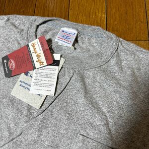 新品未使用ChampionT1011Lサイズアメリカ製MADEINUSA製半袖ポケットTシャツチャンピオングレー米国製コットンヘヴィーウエイトショート
