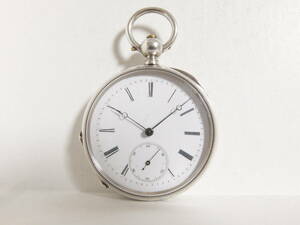 商館時計　ファブルブラント商会　盾獅子印（最高級品）　15石　鍵巻き　小型　銀無垢ケース　分解清掃済み
